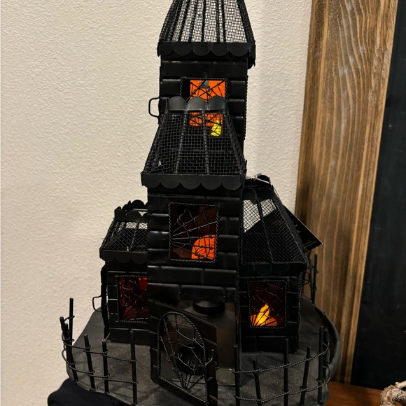 Pottery Barb Retired Spooky Halloween Haunted House Tea Light Luminary Black - Picture 13 of 14